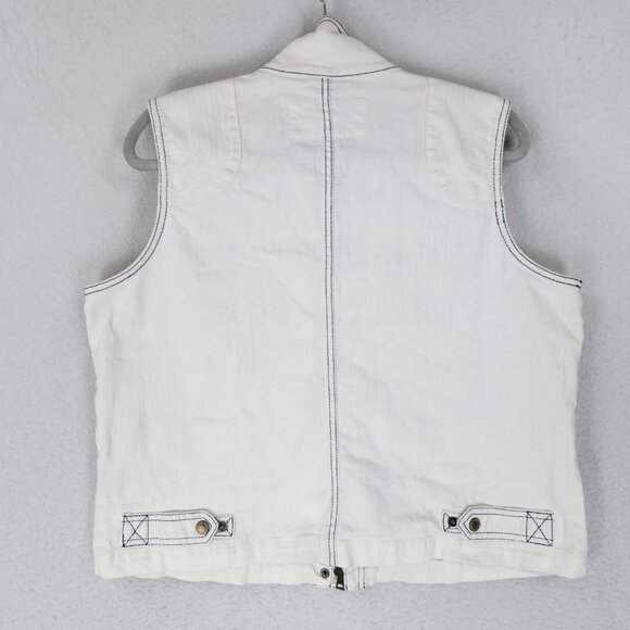 Ralph Lauren Vest Women XL White LRL Utility Denim Jean Nautical Anchor Military - Picture 15 of 16